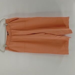 Natural Reflections Double Cloth Wide-Leg Crop Pants peach size large 100%cotton